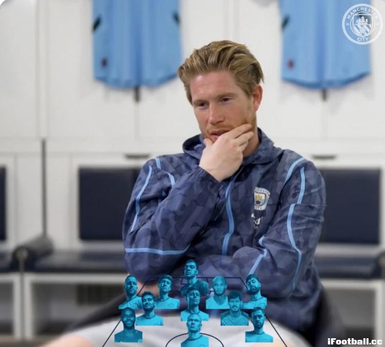 德布劳内评选曼城最佳11人：罗德里+京多安中场铁三角 1人选择引争议